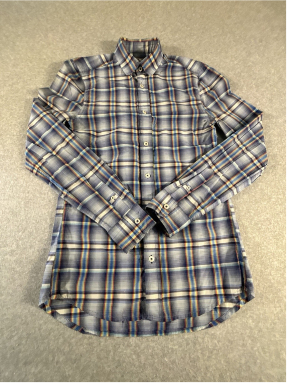 Armani Exchange A|X Mens XS Slim Fit Plaid Button Down Shirt Blue Multicolor